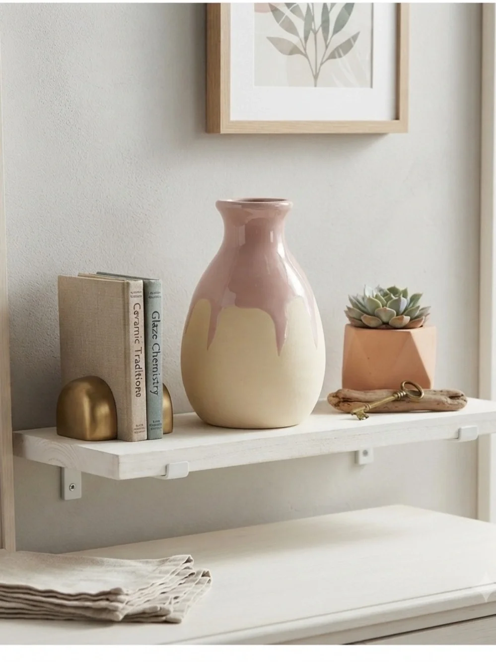 Isaac Mizrahi Loves XO Sienna hand-dipped ceramic vase in pink and white